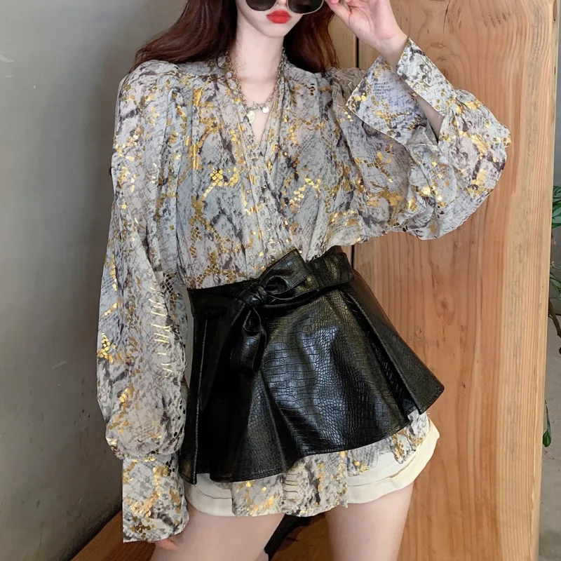 

Loose Print Blouse Shirt Women Korean Style Chiffon Top Blouse Casual Elegant Blusas Mujer De Moda Tops For Ladies Fashion 2021