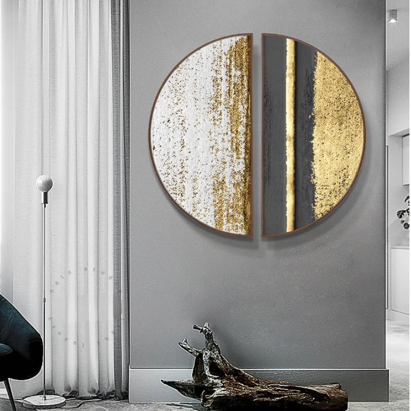 

GY Golden Dome Modern Light Luxury Entrance Painting Circular Hanging Painting Abstract Corridor Aisle Wall Restaurant Wallpaper