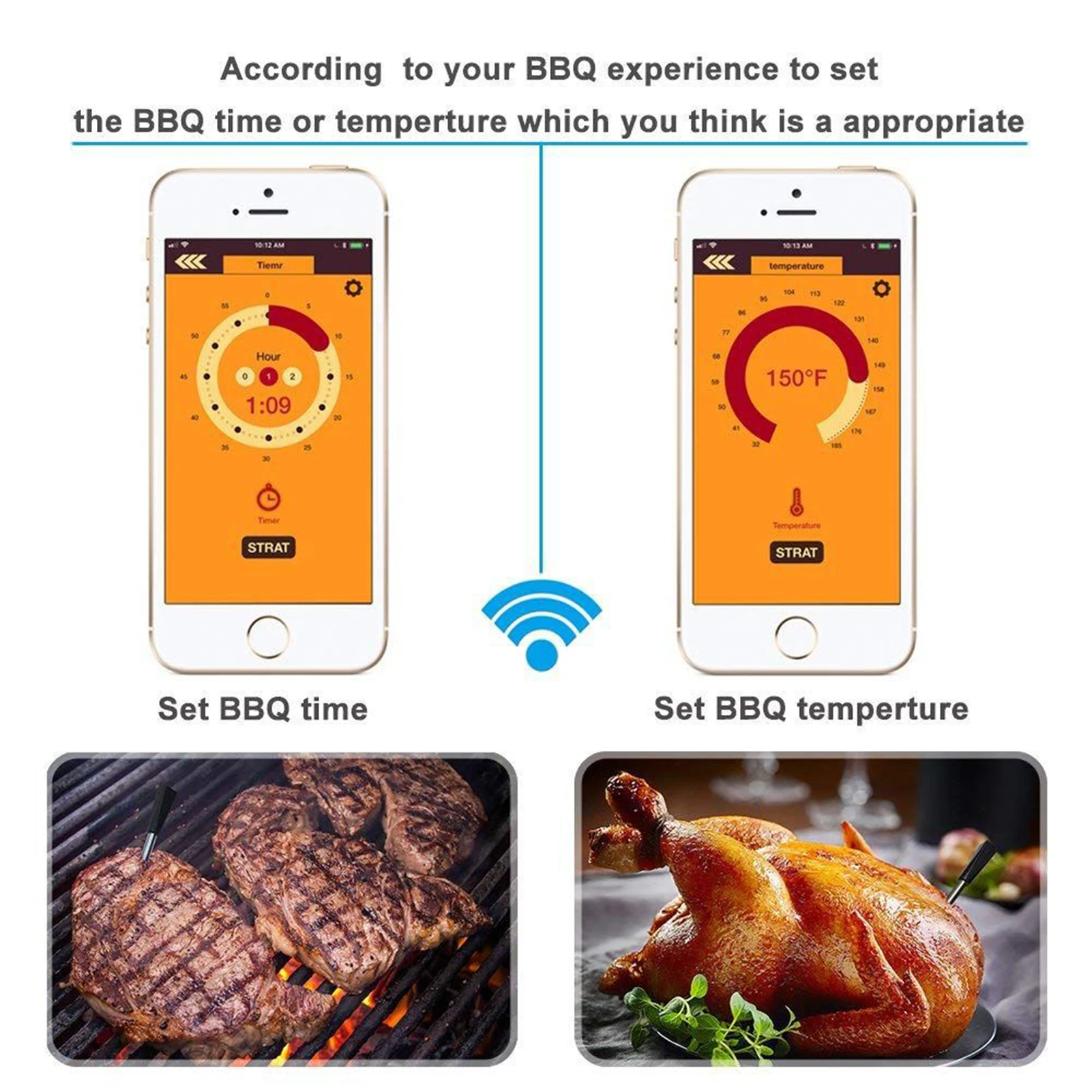 

Wireless Bluetooth BBQ Thermometer BBQ Grill Oven Thermometer Kitchen Food Barbecue Oven Supplies BBQ Probe