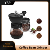 yrp manual ceramic burr coffee bean grinder with fortified glass storage jar durable cafe bean mill coffee maker kitchen tools