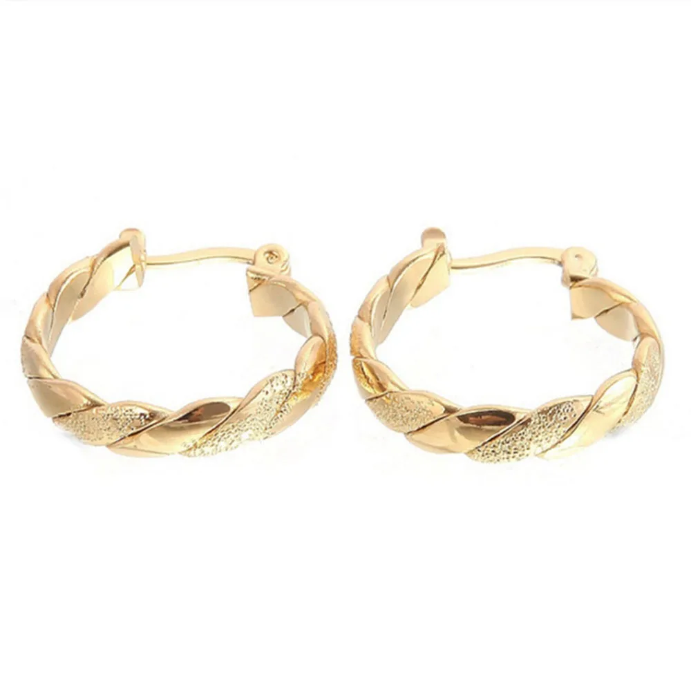 

In 2021,South Korea's New Metal Material Large Earrings Lady Personality Simple Braided Sandblasted Jewelery Gift