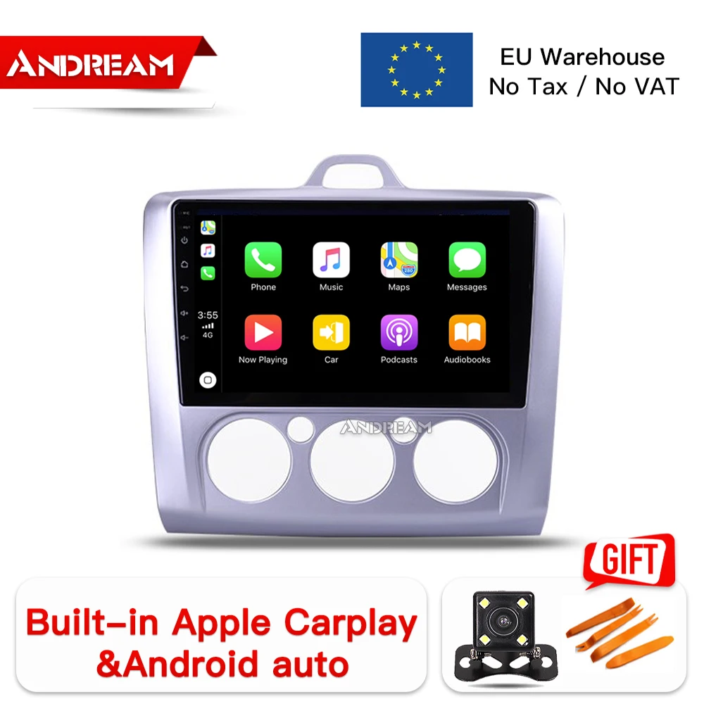 Buit in carplay 2 din Автомобильный мультимедийный плеер для ford focus Android навигация 2 3 2004-2007 9 дюймов Восьмиядерный Android 8,1 головное устройство Carplay - Цвет: Buit in carplay