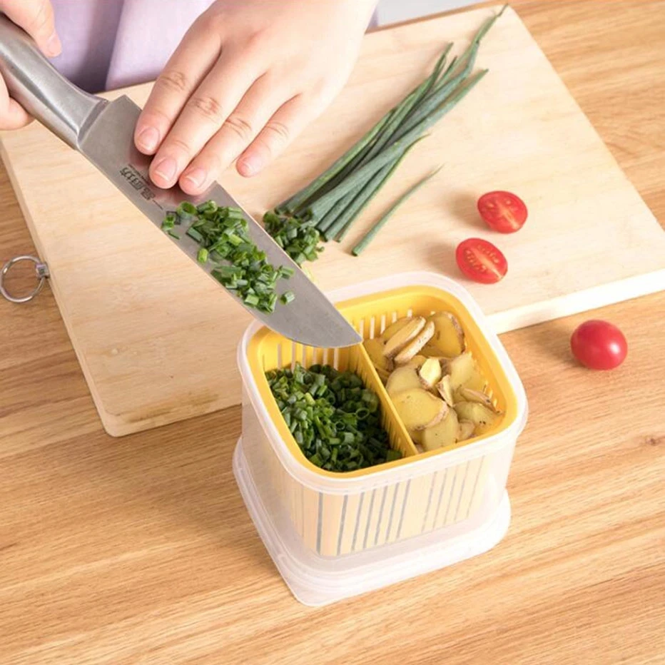 Sealed Box Of Kitchen Refrigerator Storage Leek Onion Ginger And Garlic Nordic Style Split Scallion Fresh-Keeping | Мебель