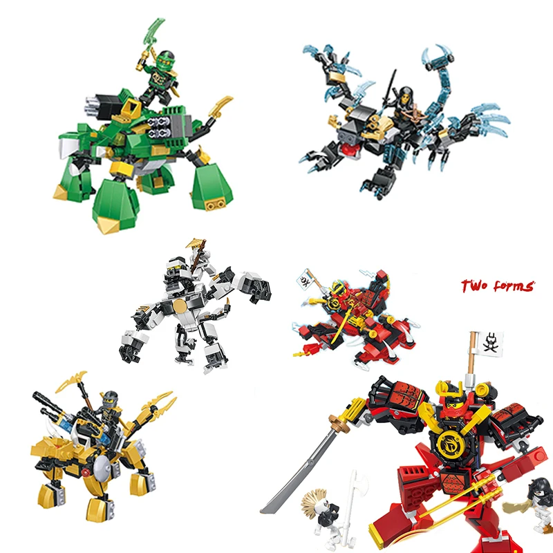 Совместимы с ninjagoo Mech две формы фигурки мини-героев оружием Zane Lloyd ninja строительные