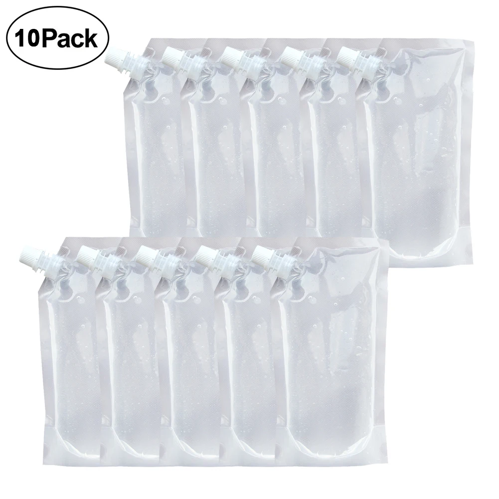 

10pcs Plastic Reusable Flask Bags Leakproof Clear Juice Container With Funnel Liquor Pouch Drinking Pouch Flasks Foldable