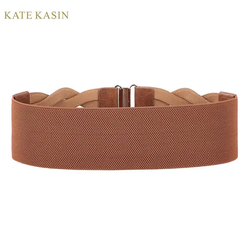 KK Модный женский плетеный пояс с эластичной лентой + из искусственной кожи для