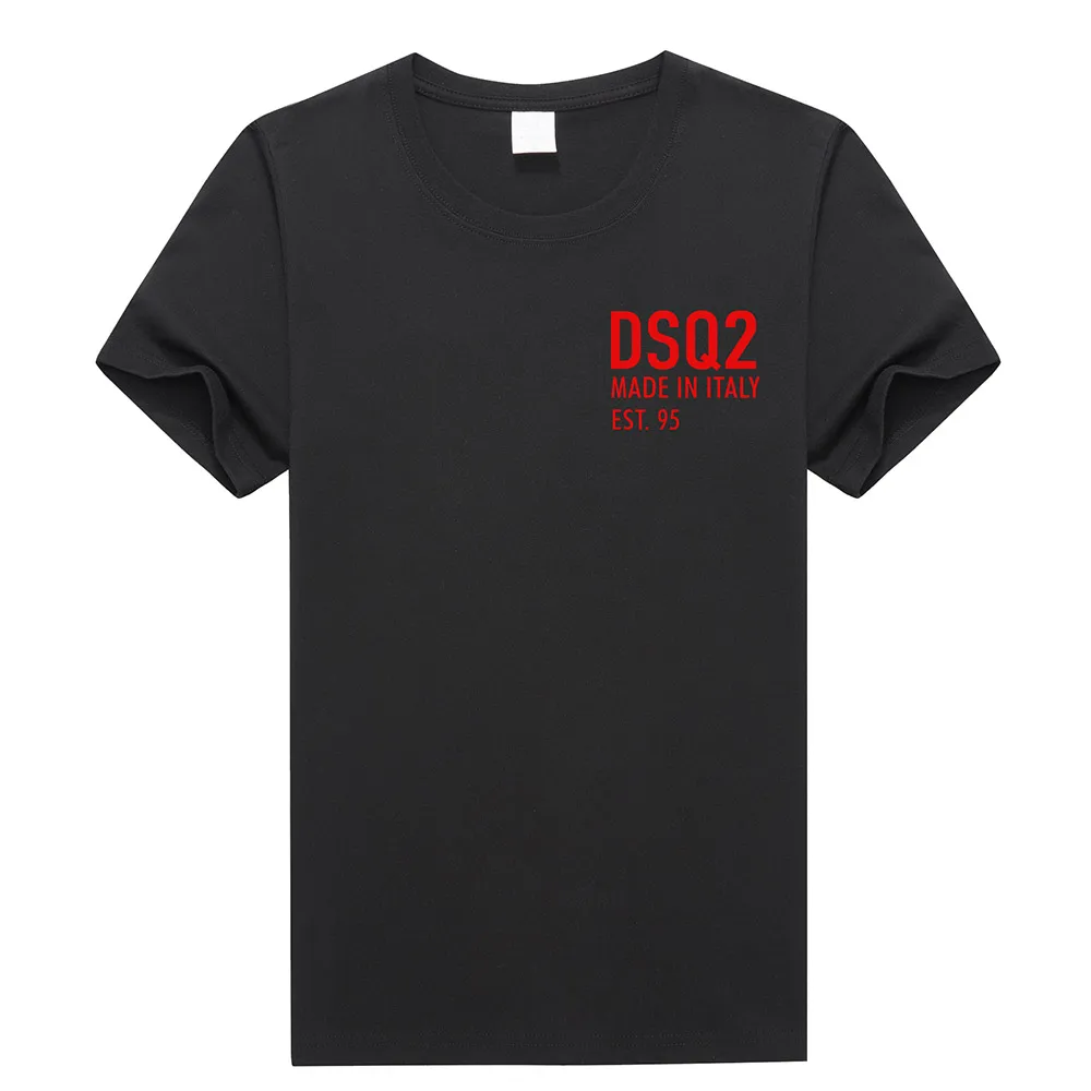 Летняя Стильная черная футболка dsq с логотипом dsq2 из 100% хлопка для мужчин и женщин
