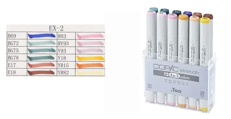 Copic эскиз маркеры 12-Piece Art Кисть Маркер Набор Япония - Цвет: EX2