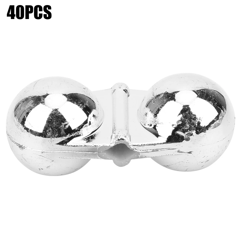 

40Pcs Portable ABS Double Rattle Sea Fishing Attractor Bell Beads Accessory for Luring Fish(Silver)