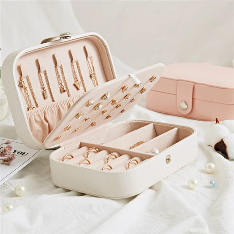 

Mini Jewellery Box Organizer Faux Leather Travel Jewelry Storage Case Small Portable Jewelry Box for Rings Earring Necklaces