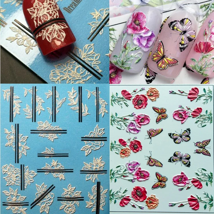 1 лист 2019 новый стикер тату на ноготь 3D наклейки для нейл арта Водные Переводные