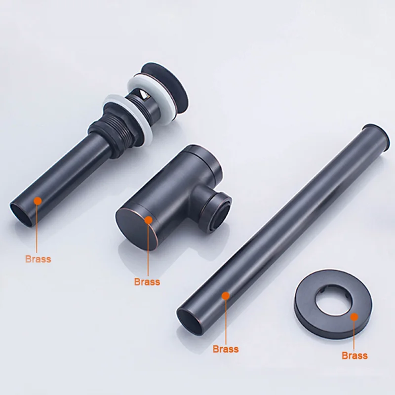 Basin Bottle Trap Metal Bathroom Sink Siphon Drains with Drain Black P-Trap Pipe Waste |