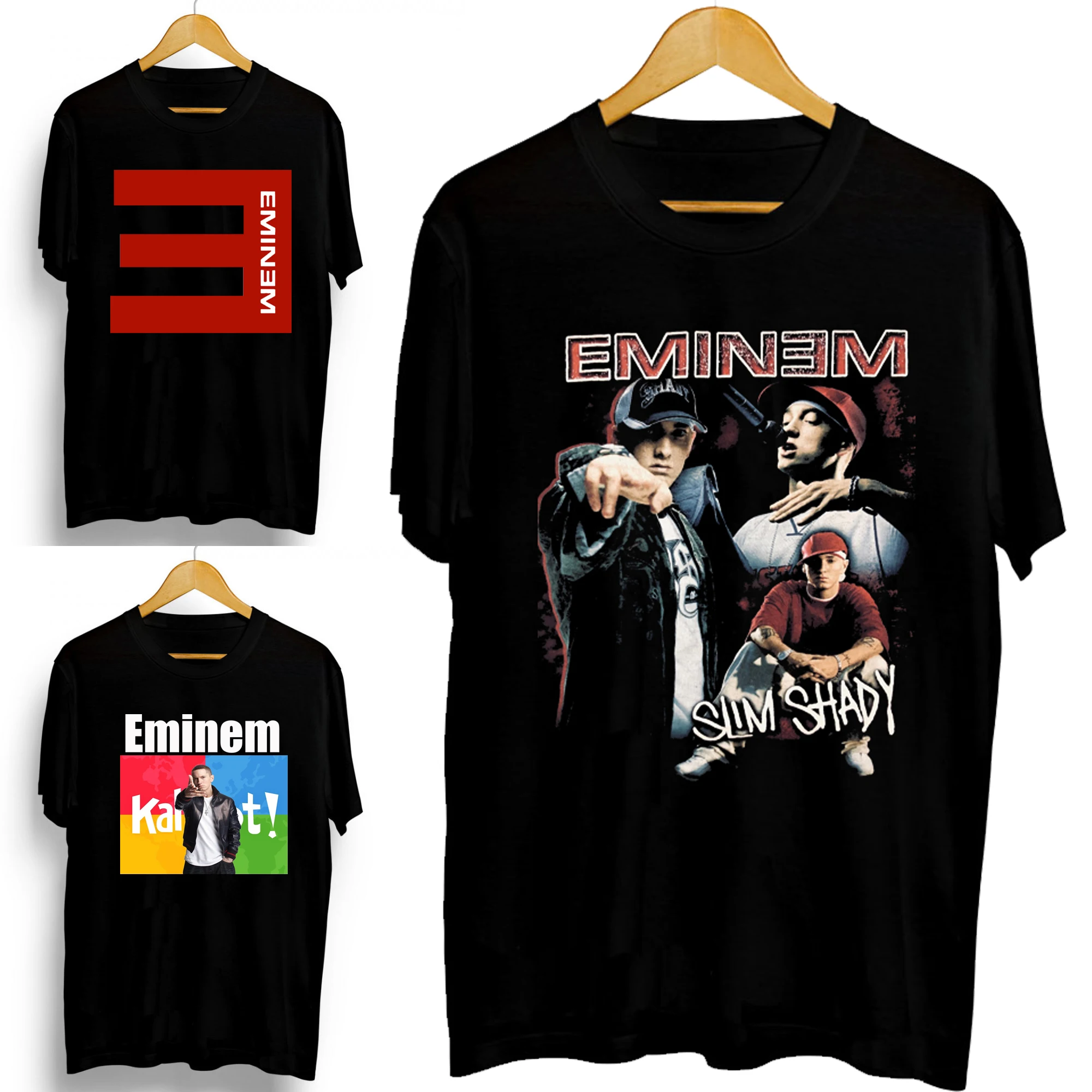 

Новинка 2021, музыкальные нитки, необычная тонкая черная мужская Молодежная Футболка Эминема с затемненной обложкой, графический рэпер, летн...