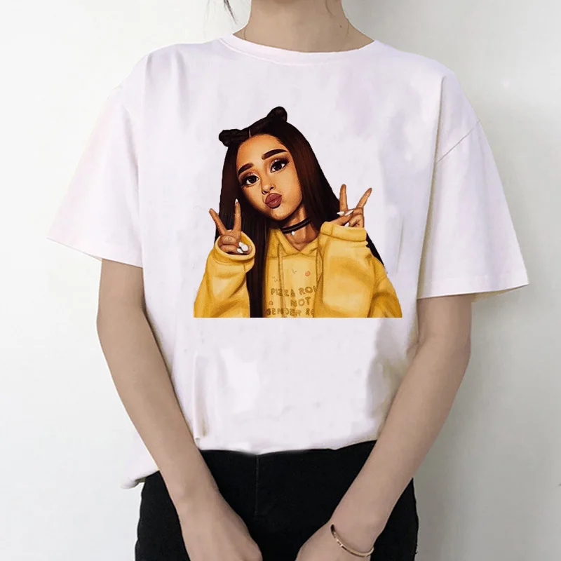 Женская футболка с 7 кольцами Ariana Grande модная в стиле Харадзюку 90s хип хоп коротким