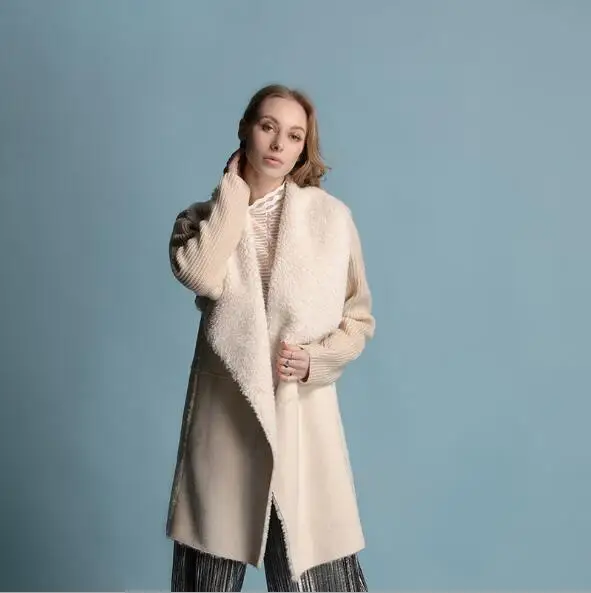 Новая коллекция осень/зима 2019 Женское пальто из меха и смешанное с мехом|Куртки