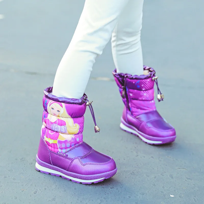 Зимняя обувь для девочек русские зимние ботинки детские фиолетовые высокие