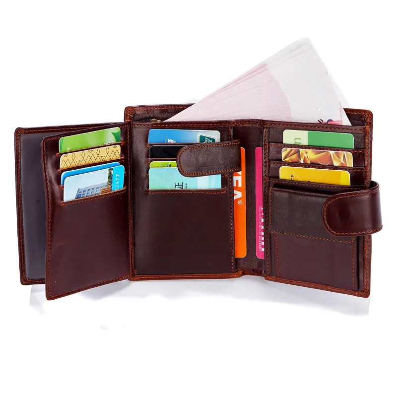 Короткий кошелек мужской из натуральной кожи удобный бумажник с монетницей