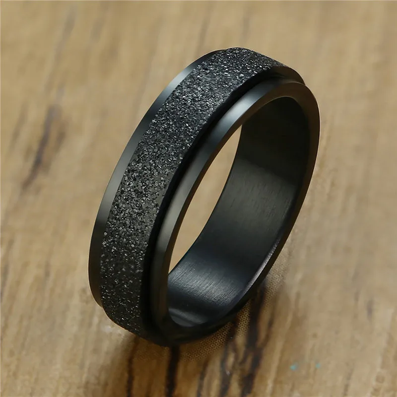 

ZORCVENS 2021 Punk Vintage Black Luxury Stainless Steel Matte Wedding Engagement Ring for Men Fashion Jewelry