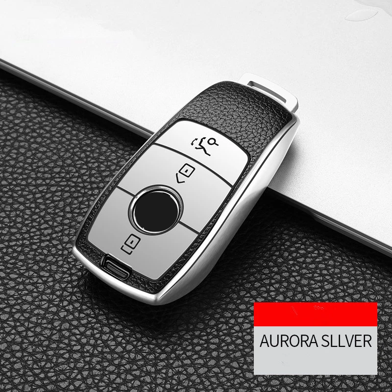 

For Mercedes Benz A C E S Class E300 E200 E320 2019 2020 Leather TPU Car Key Fob Full Cover Case Skin Bag Shell Key Chain Holder
