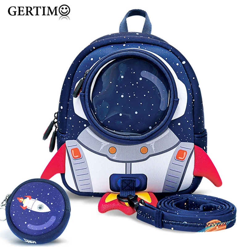 3D Children Creative Rocket School bags Cute Anti-lost Children's Backpack Schoolbag for Toddler Boys Girls Baby Small Bags