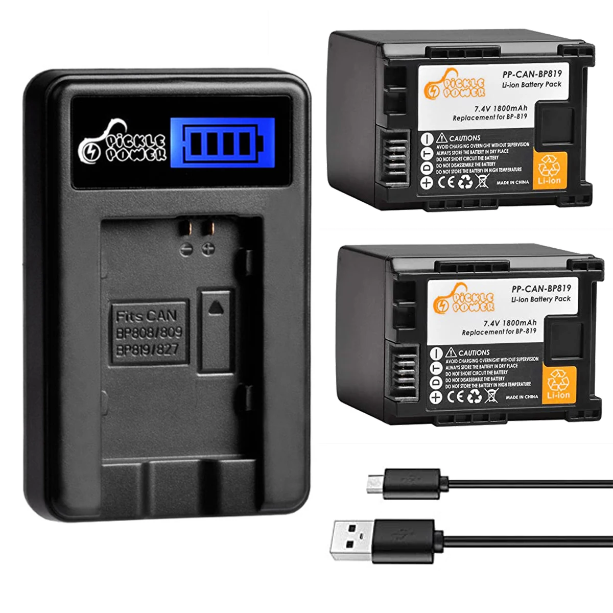 

1800mAh BP-819 Battery + LCD Charger for Canon BP-808 BP-809 HG30 XA10 HF20 HF10 HF100 HF100E HG20 HG21