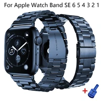 watch bracelet for apple watch se band series 6 5 4 40mm 44mm stainless steel business strap for iwatch 3 38mm 42mm sea blue red