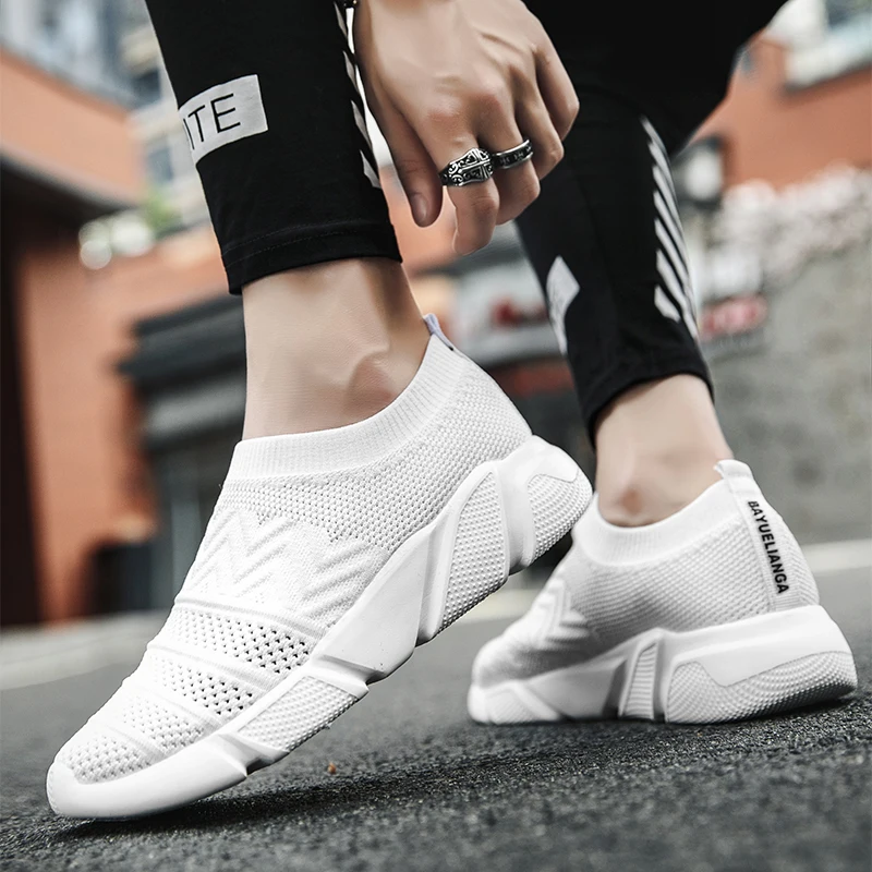 

Spring New Socks Shoes One Pedal Ultralight Couple Shoes Casual Sports Shoes Indoor Morning Running Hollow Breathable Fly Woven