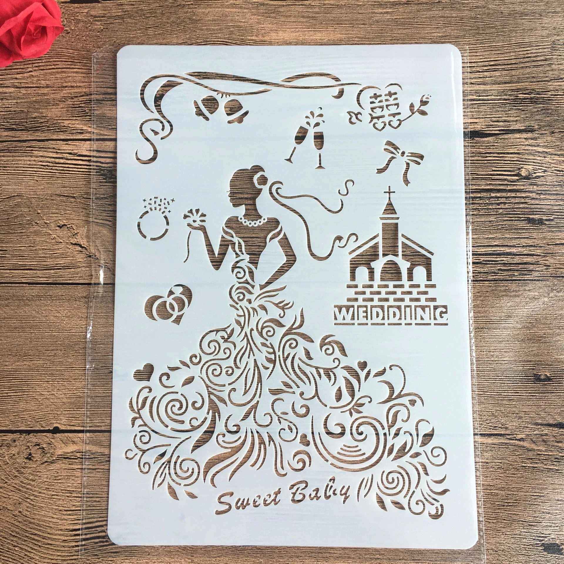 Трафареты для фотографирования стен свадебного платья девушки размер А4 29 х21 см