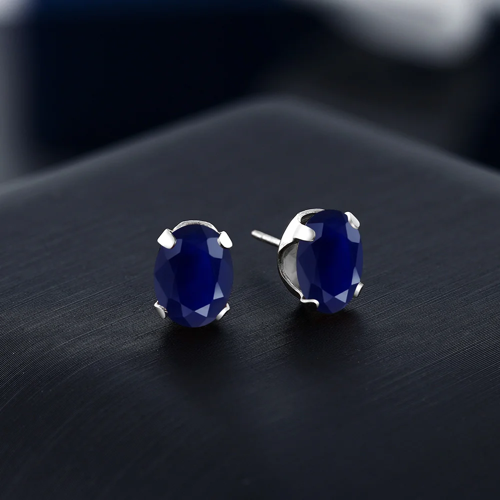 Женские серьги гвоздики GemStoneKing классические из стерлингового серебра 925 пробы