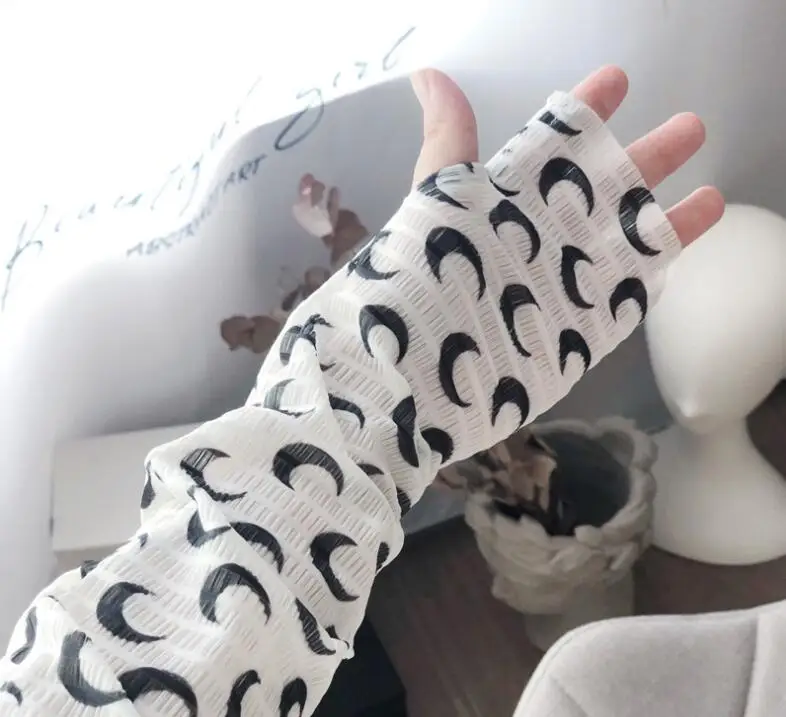 Новые летние женские ледяные рукава полумесяц ледяные шелковые рукава на открытом воздухе езда вождения солнце рукава Луна узор