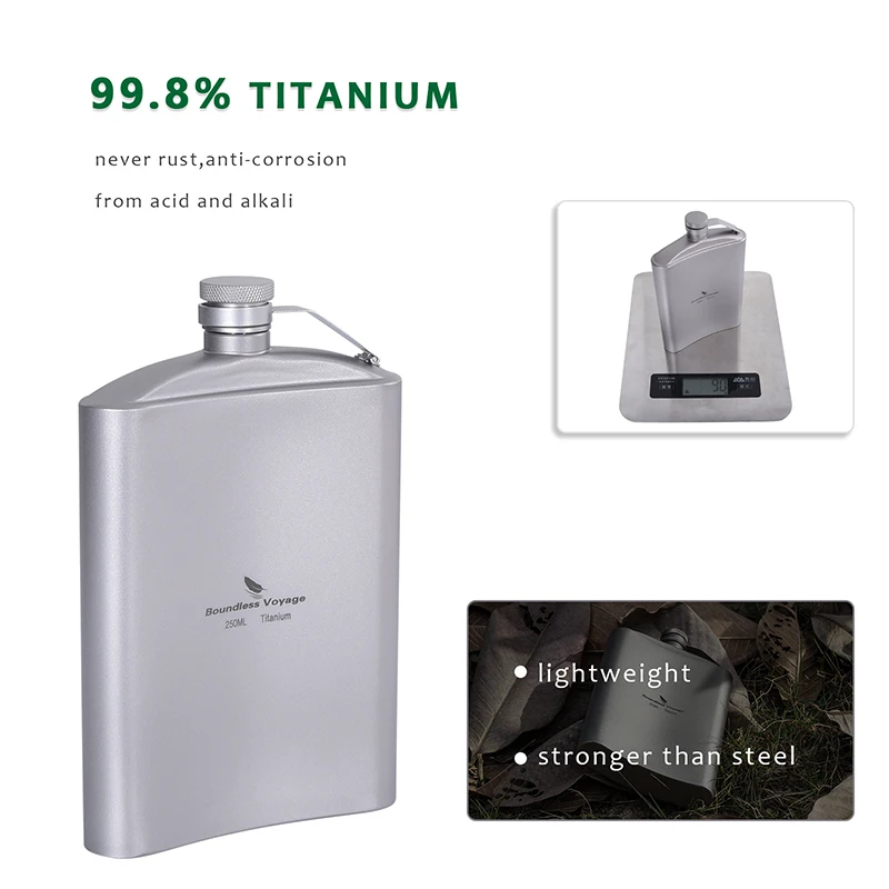 Boundless Voyage Titan-Flachmann-Glas-Set mit Trichter, Camping, Picknick, Tasche, Whisky, Wein, Teetasse, Becher, Sake-Set, 8,5 Unzen/250 ml – Detail 4
