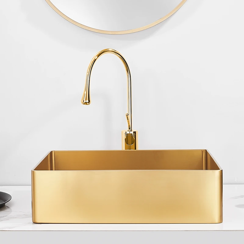 304 нержавеющая сталь Золотая щетка мыть Bsin прямоугольная столешница умывальник