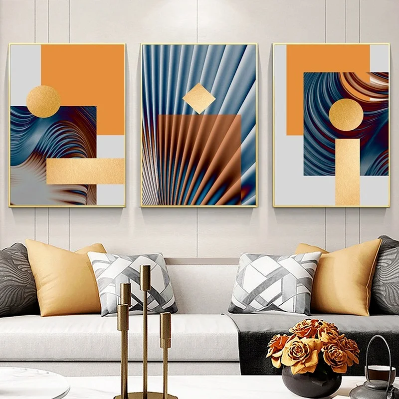 

Modern Light Luxury Line Murals Simple Decoration Frameless Paintings Abstract Geometric Nordic Restaurant Wall Painting Core