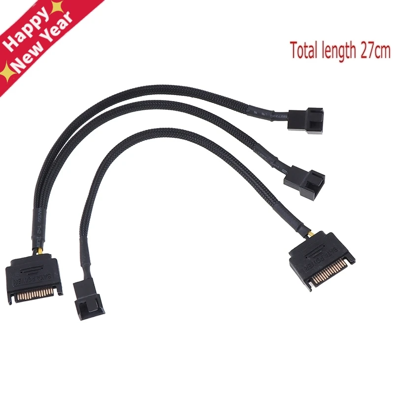 

Sleeved SATA 15Pin to 2 Way 3Pin 4Pin Fan Power Adapter Extension Cable Wire Cord Useful Computer Cables Connectors