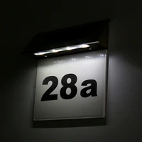 led solar powered wall light led doorplate lamp stainless outdoor apartment house porch numbers light with backlight