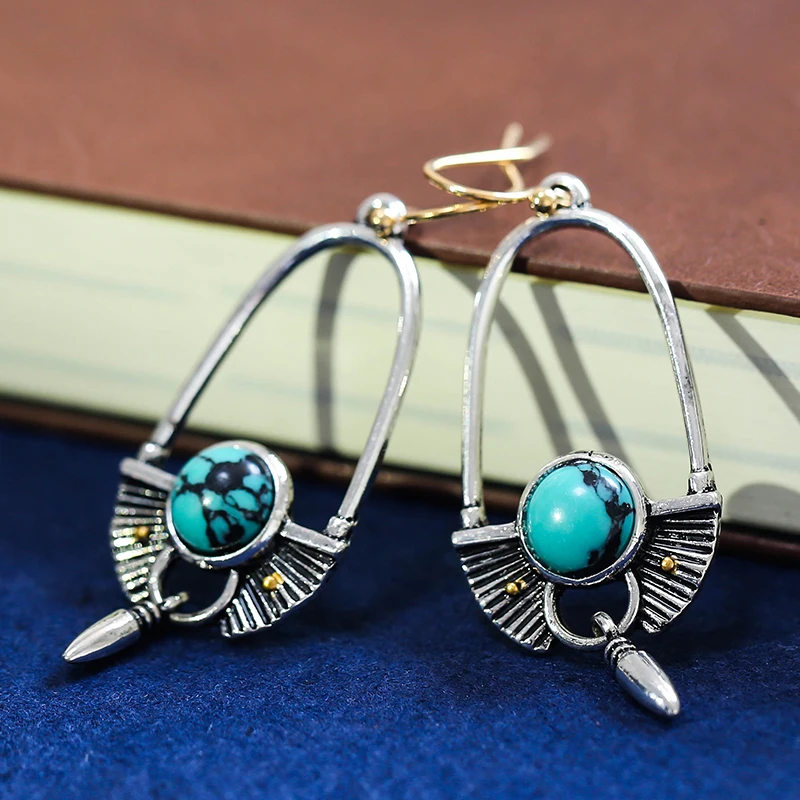 

Indian Tribal Dangle Drop Earrings Resin Stone Boho Ethnic Vintage Stylish Big Hollow Hanging 2019 for Women O3D407
