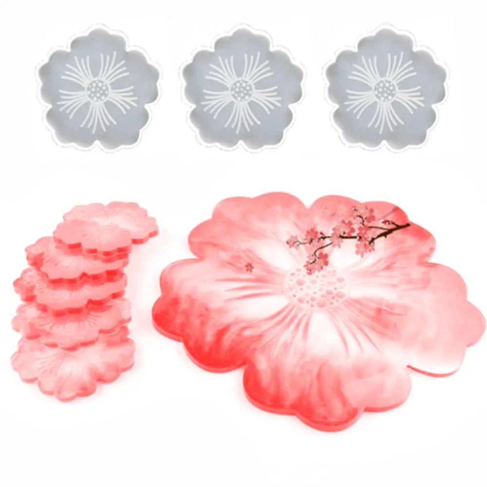 

6 Pcs Coasters Silicone Molds Silicone Resin Tray Mold Irregular Resin Coaster Silicone Mold Coaster DIY Set
