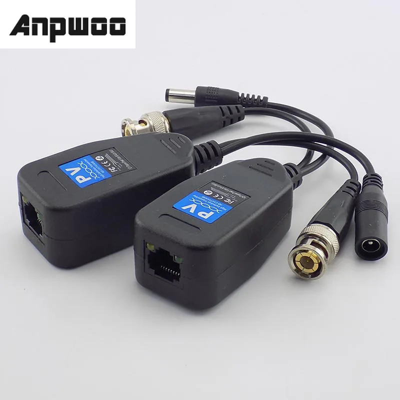 ANPWOO 1 пара (2 шт.) Пассивный CCTV коаксиальный BNC Power трансивер с разъемами для RJ45 male
