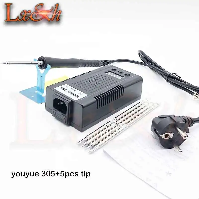 305 and 5pcs tip YOUYUE305 110 В/220 В Мини Портативный паяльник цифровая паяльная станция BGA с наконечником для T12-I FX-951/936+ лучше, чем bk950D - Цвет: 305 and 5pcs tip
