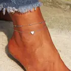 Европейская и американская мода двухслойный милый сердечко ножной браслет Женская мода пляжный ножной браслет