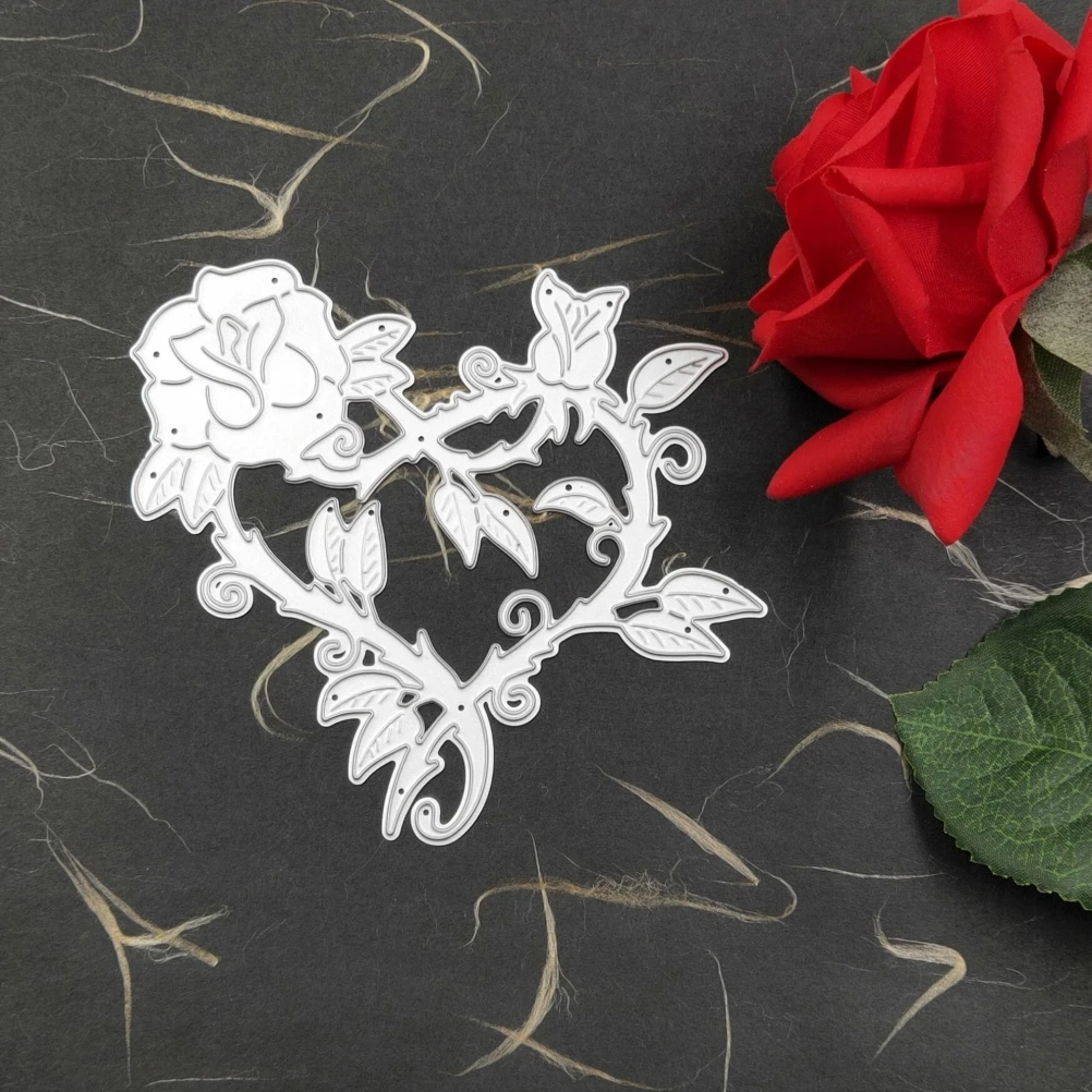 

Heart Rose Metal Cutting Dies Embossing Stencils Scrapbooking for DIY Craft Paper Card Making Album Decorative