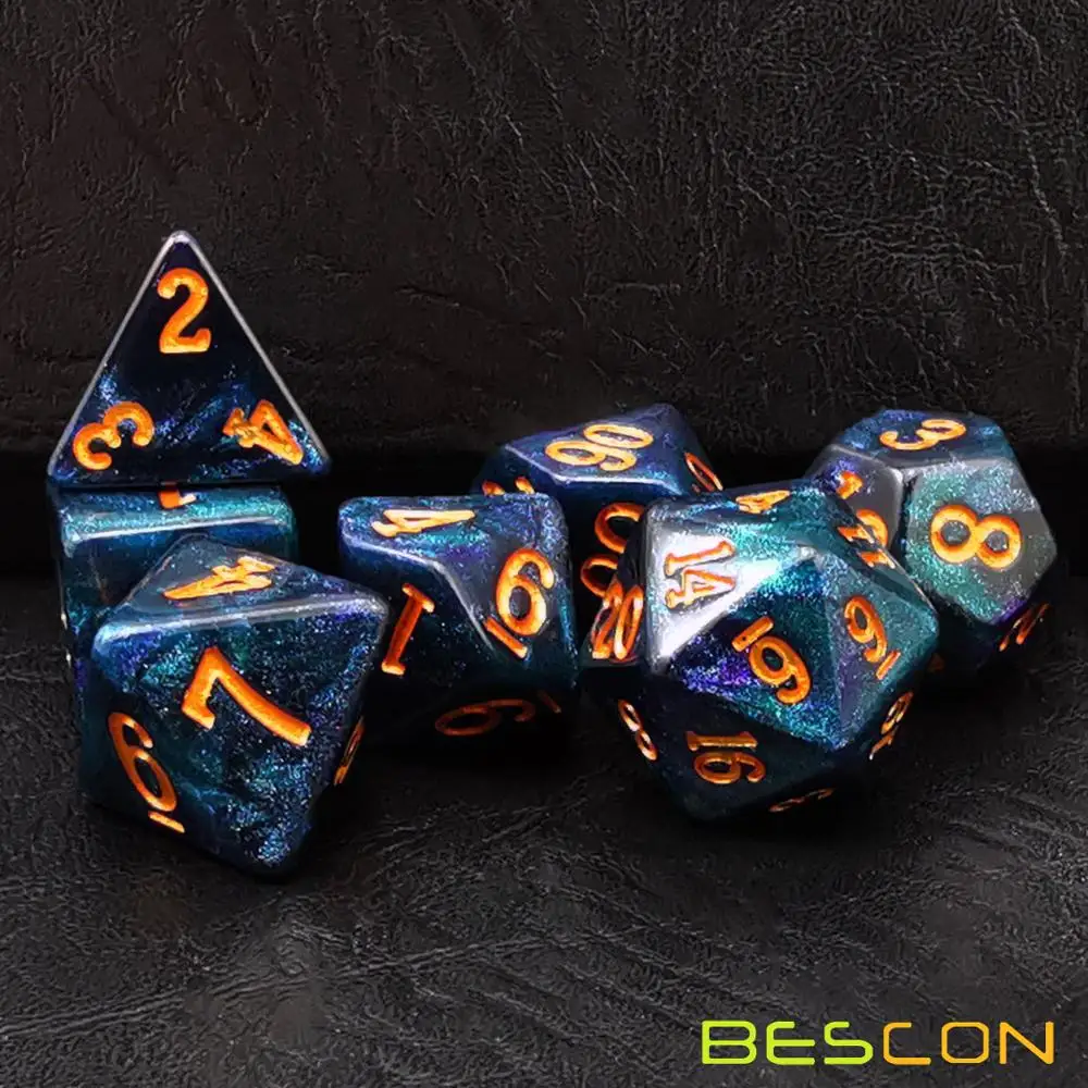 Midnight in Bulk Bescon Звездная ночь игральные кости набор серии, 7 шт. многогранные РПГ кости набор Млечный путь, полночь, сумерки - Цвет: Midnight in Bulk