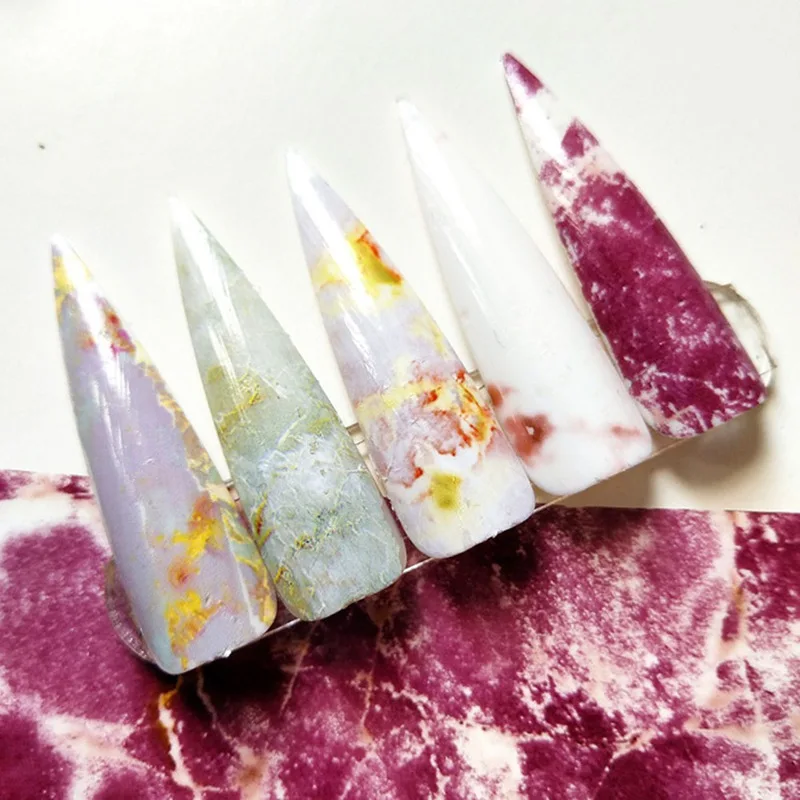 125x4cm Nail Foils Marble Series Pink Blue Paper Art Transfer Sticker Slide Decal Nails Accessories 1 Box | Красота и здоровье
