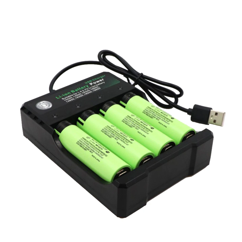 

USB 18650 Battery Charger Black 4 Slots AC 110V 220V Dual For 18650 Charging 3.7V Rechargeable Lithium Battery