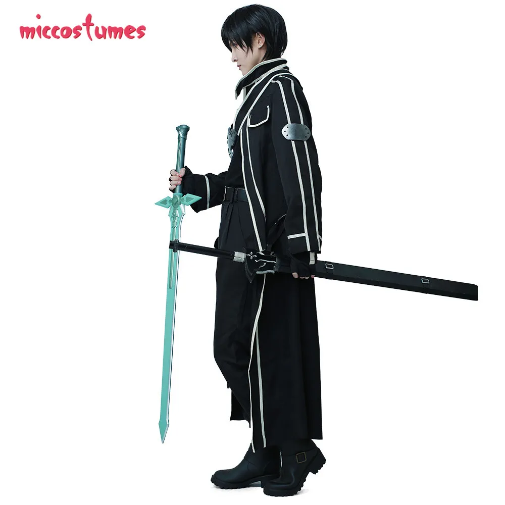 Kirito косплей меч искусство онлайн мужской черный костюм наряд Хэллоуин Вечеринка