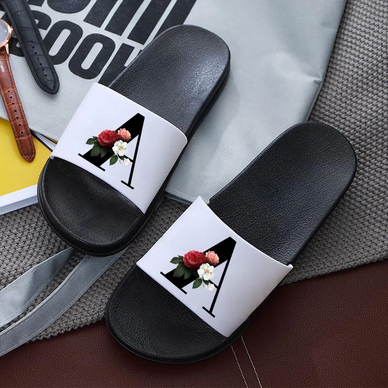 Letters Printed Women Slippers Cartoon Summer Sandals Non-Slip Flat Beach Shoes Girls Bathroom Flip Flop Indoor Slipper | Обувь