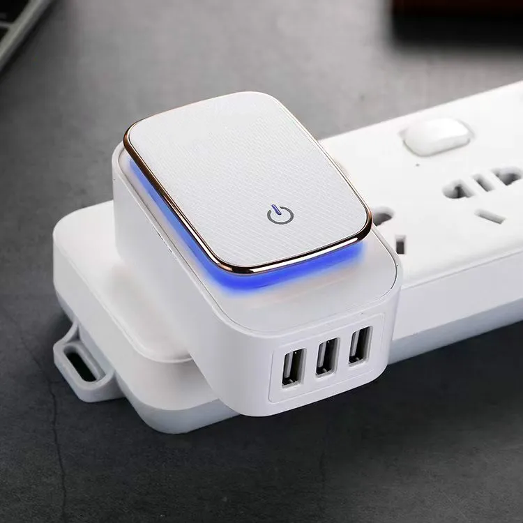 5V 3.4A(Max) 3-Port LED Lamp USB Charger Adapter 2-IN-1 Travel Wall EU&ampUS Auto-ID Mobile Phone for iPhone Samsung | Мобильные