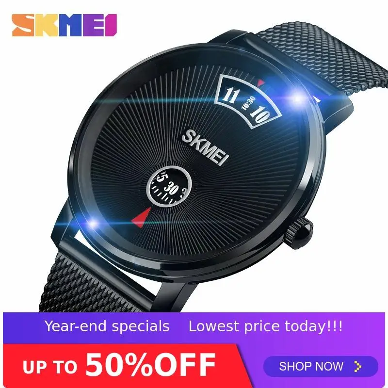 

SKMEI Men Quartz Watch Men Business Wristwatches Simple Style Waterproof Stainless Steel Leather Brand Black Colors 1490
