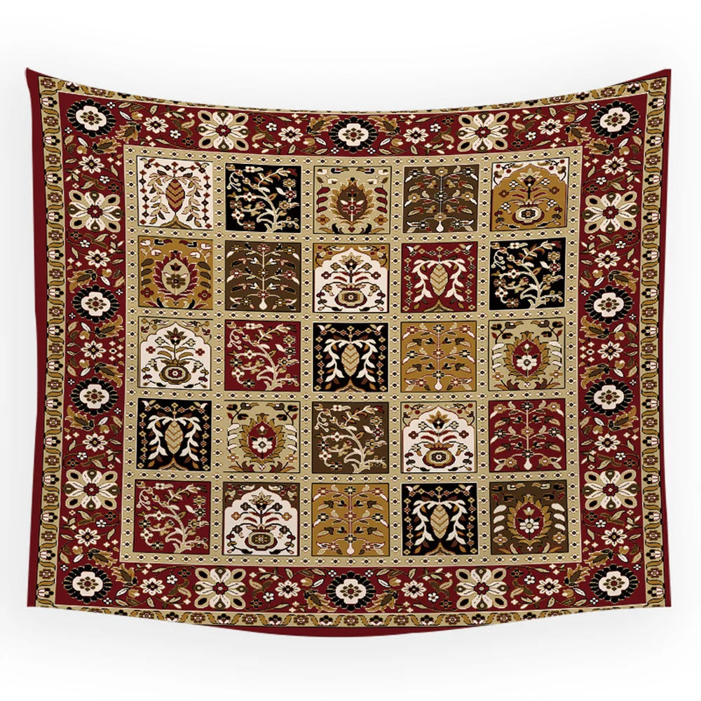 Гобелен с геометрическим узором большой настенный в винтажную клетку для пляжа