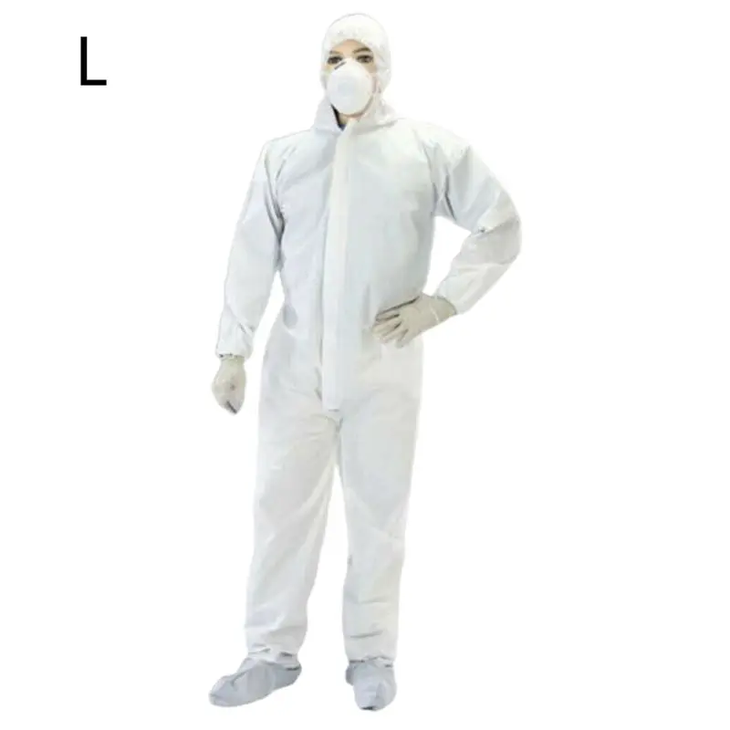 

White Safety Coverall Isolation Suit Disposable Full Protective Clothing Elastic PXPE